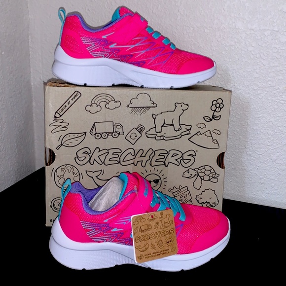 Skechers Girls Microspec Bold Delight Pink Running - Picture 2 of 8